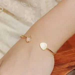 NEW?18K Gold Plated Textured Bangle Open Cuff Bracelet